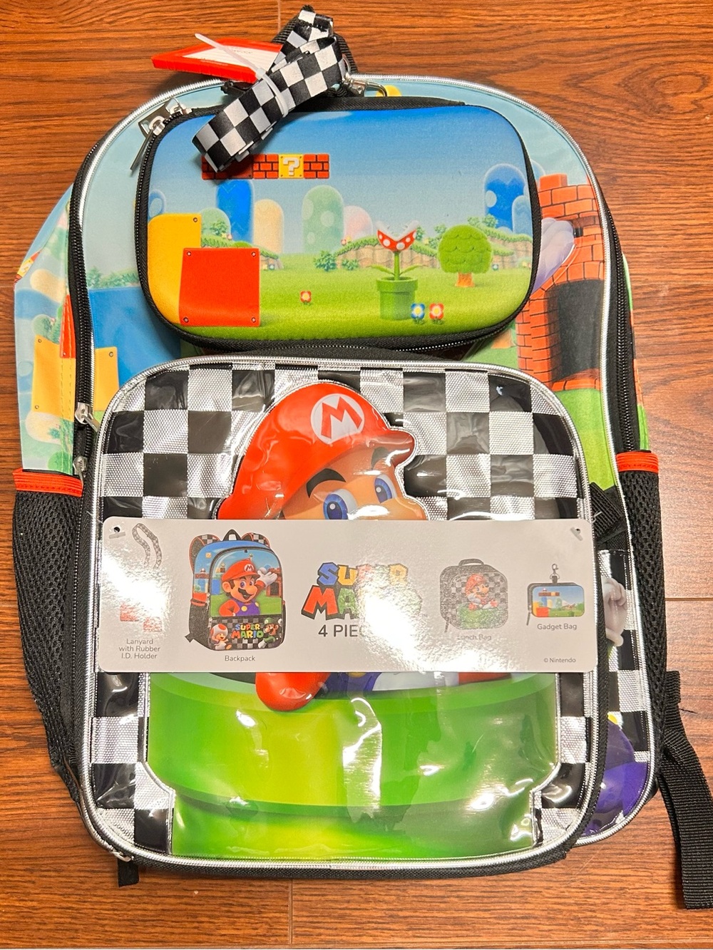 Super Mario Backpack Set with Lunch Bag, Gadget Bag, Lanyard I.D Holder